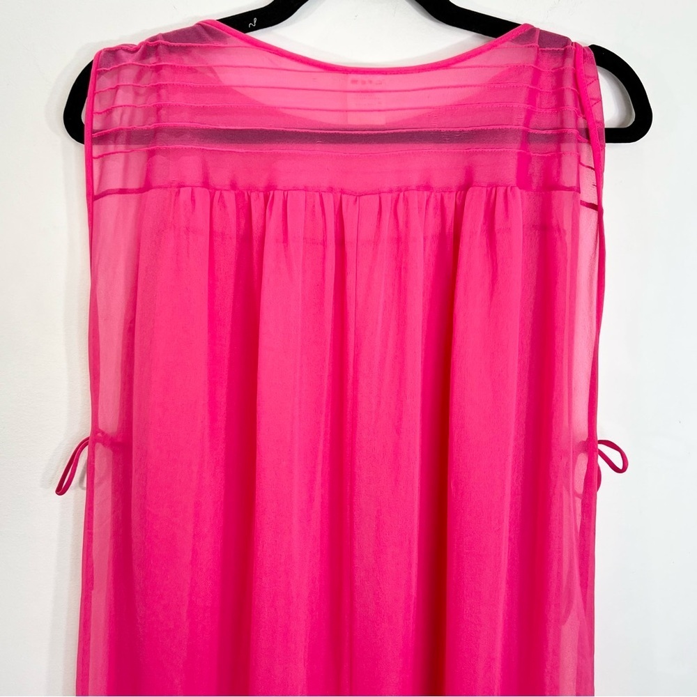 Vintage 70s AP Alepin Montreal hot pink sheer nylon long caftan maxi robe S - Picture 8 of 17
